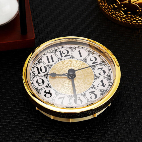 Clock Insert Round Elegant with Roman/Arabic Numerals Gold 2