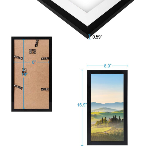 Cornice portafoto in plastica nera 8x16 con plexiglass 2
