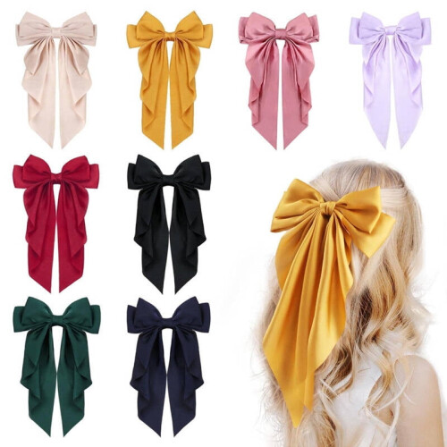 Set di 8 fiocchi per capelli da donna, design elegante, multicolore 1
