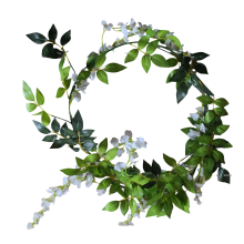 Flori artificiale de glicină din ratan, sârmă de fier, viță de vie, șir de flori de glicină cu viță de vie din sârmă de fier, flori