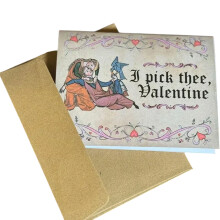 Old Fashioned Valentine Gift Card Thick Paper And Medieval-G