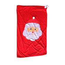 Red Christmas gift bag with drawstring and white trim 24x18