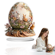 Easter Bunny & Egg Acrylic Flat Ornaments Festive Living Room Wine Cabinet Decor Props For Home Holiday Aesthetic Enhancement