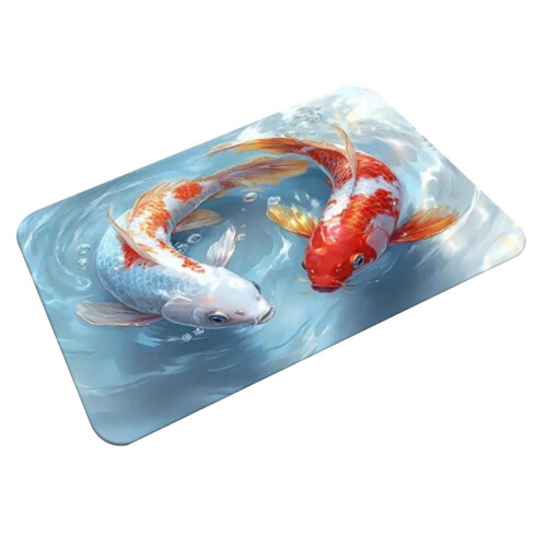 3D-Koi-Fisch-Bodenmatte aus Polyester, 50 x 80 cm