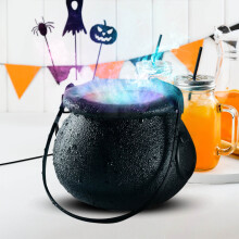 Halloween-Kessel mit Nebelmaschine und farbwechselnder Lampe