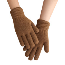 Gants tactiles pour femmes en maille double couche jaune