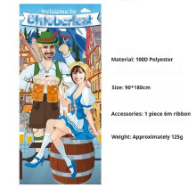Oktoberfest stoffen deurbanner 5,9 x 2,9 ft met uitgesneden raam