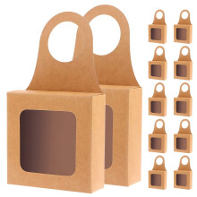 Caixas de papel laranja para garrafas de vinho com janela – pacote com 12 unidades