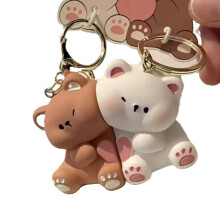 Llavero magnético de resina con forma de oso de dibujos animados, llavero para parejas, 1 pieza.