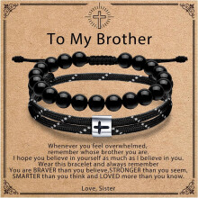 Conjunto de pulseras para hombre con cruz y obsidiana