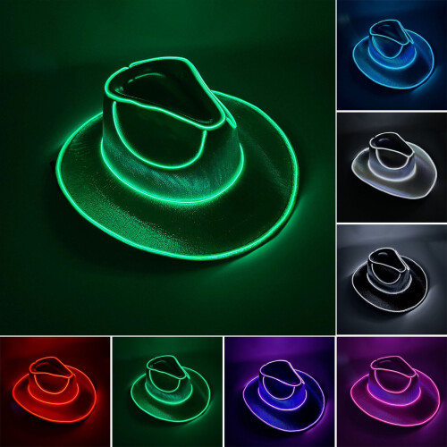 LED Western Cowboyhatt – Trådløs glød, 4 lysmoduser