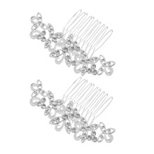 Peineta nupcial de cristal con diamantes de imitación, diseño floral, 2 piezas