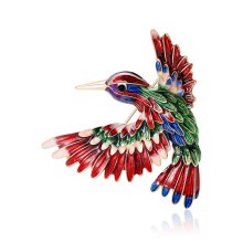 Broche colibri en émail bleu ou rouge, alliage, 4 cm