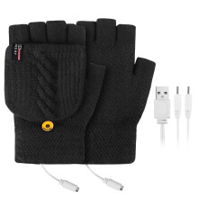 Gants tricotés convertibles sans doigts noirs