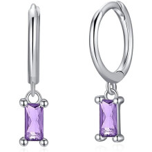 925 sterling zilveren huggie-oorringen met zirkonia-bedeltje