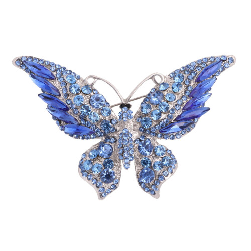 Καρφίτσα με στρας Butterfly και μπλε κρύσταλλο - Κρυστάλλινη καρφίτσα