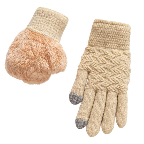 Women's Double-Layer Jacquard Mittens for Winter Cycling &