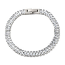Tennisarmband van roestvrij staal met kubische zirkonia, rechthoekig formaat.