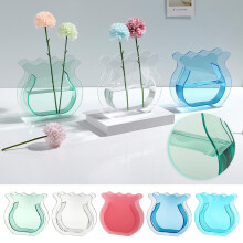 Acryl-Blumenvase – Transparentes geometrisches Design, 8x9x24