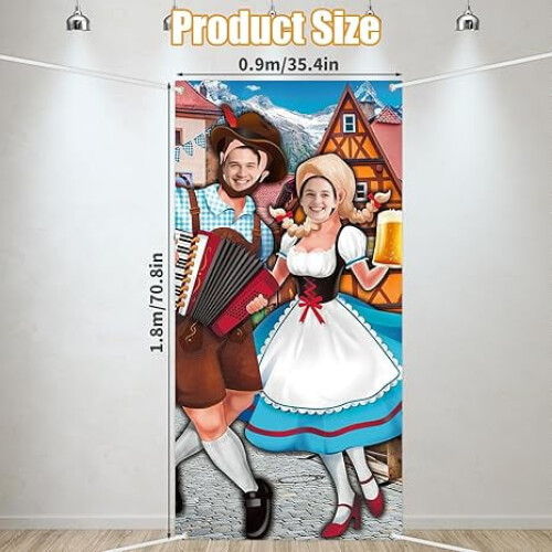 Υφασμάτινο πανό πόρτας Oktoberfest 5,9x2,9 πόδια με παράθυρο σε σχήμα κοπής 1