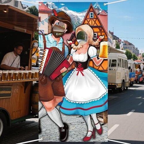 Υφασμάτινο πανό πόρτας Oktoberfest 5,9x2,9 πόδια με παράθυρο σε σχήμα κοπής 2