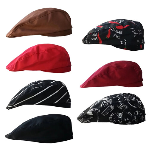 Boina unisex de algodón para chefs y personal de catering. 2