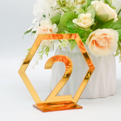 3D Gold Silver Acrylic Table Number Cards 1-15 1