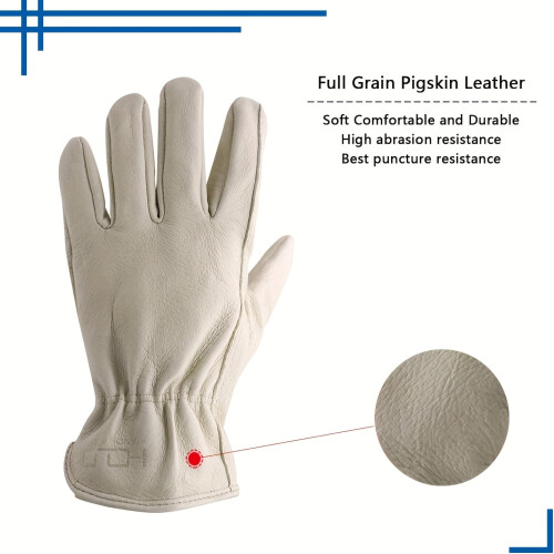 Gants en cuir véritable à doigts complets – Élastiques, antidérapants, 1