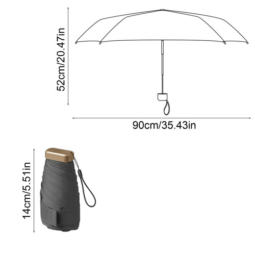 Mini Hopfällbart Reseparaply 76 cm Vindtät med 6 Ribbor 2