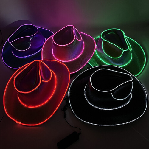 LED Western Cowboyhatt – Trådløs glød, 4 lysmoduser 2