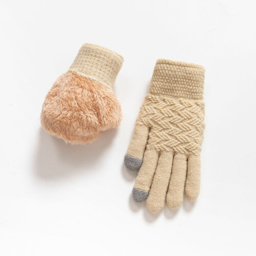 Women's Double-Layer Jacquard Mittens for Winter Cycling & 1