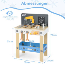 Kinder-Werkbank-Spielset aus Holz mit Kreidetafel