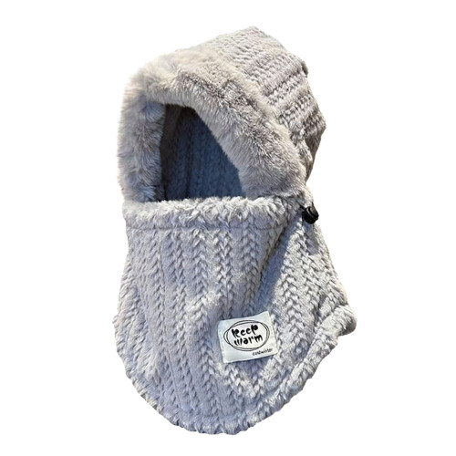 Strickmütze und Schal für Damen – Grau, Einheitsgröße 2