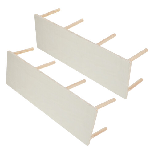 2Sets Beige Wood Kitchen Pegboard Adjustable Modular Dish Drainer Rack