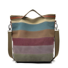 Bolso casual para mujer, sencillo, artístico, de lona, portátil, bandolera, gran capacidad, de lona con costuras multicapa.