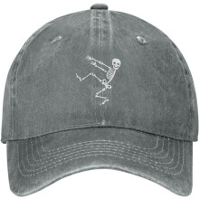 Skeleton-baseballkasket med slidt denim – justerbar