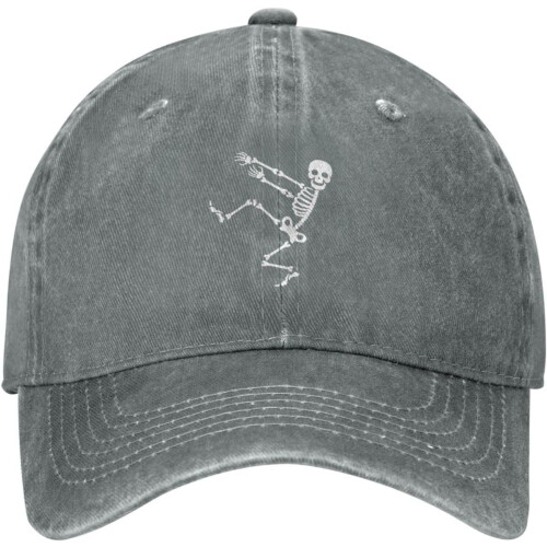 Skeleton-baseballkasket med slidt denim – justerbar