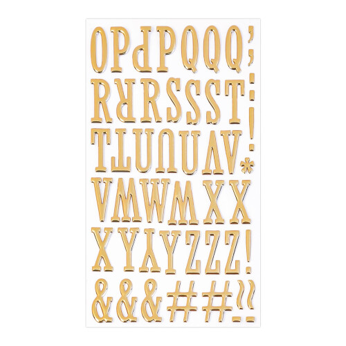 Goldene, 3D-Buchstabenaufkleber – 1 Bogen Alphabet-Set