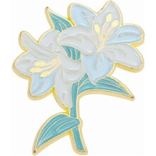 Blomsteremaljenål i lyseblå, gyllen legering, 2 stk.