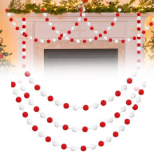 Garland Pom Pom Tuar Ceatha 6.6 troigh le 30 Liathróid Fheilte