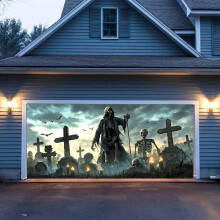 Halloween garázsbanner 210x480cm tök denevér motívum