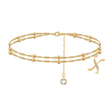 Gouden enkelbandje met initialen voor dames, 21,5 cm + verlengstuk