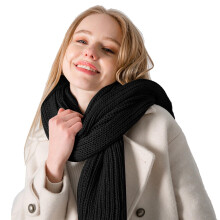 Cachecol de inverno unissex em poliéster fleece preto