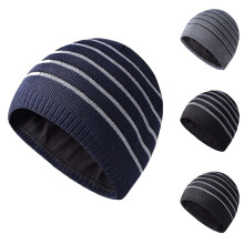 Gorro de tricô unissex – Mistura de lã quente, azul-marinho, tamanho único