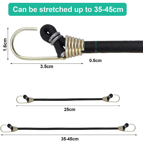 10er-Pack elastische Spanngurte mit Haken, 26,5 cm
