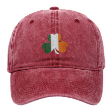 Dame Retro Shamrock Baseballkasket Bomuld Justerbar Vinrød