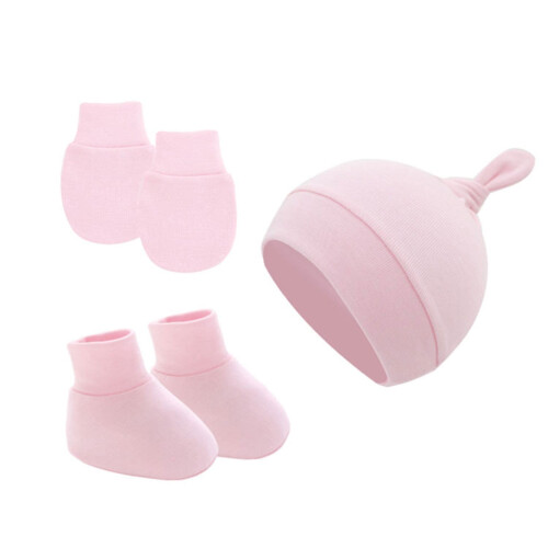 Conjunto para recém-nascido com gorro, luvas e meias – Algodão macio, 0–12