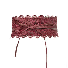 Cinto feminino estilo obi com renda e laço.