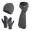 Conjunto de gorro, cachecol e luvas de tricô cinza (3 peças) 2