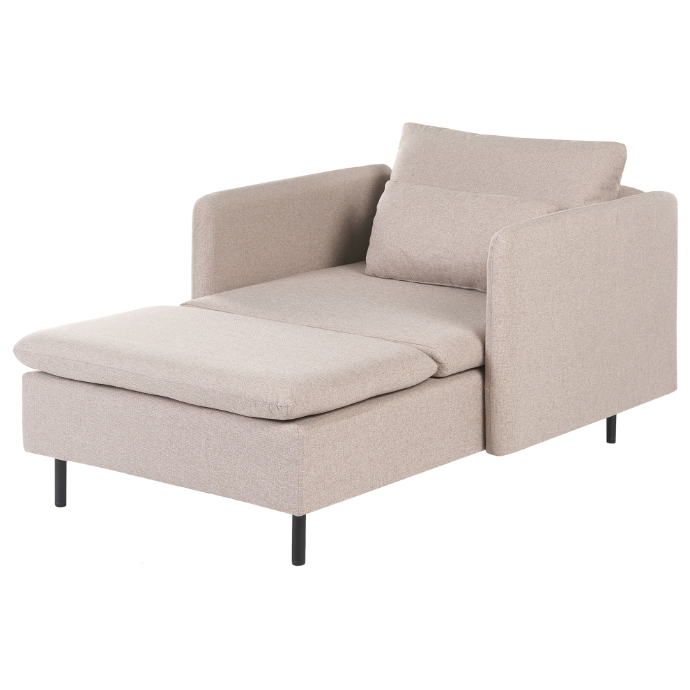 Photos - Sofa Beliani Chaise Longue EGERIS Fabric Beige Cream 